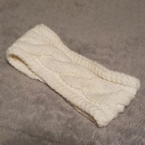 White knit headband ear warmer
